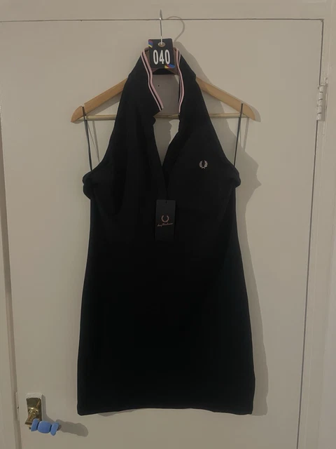 FRED PERRY AMY Winehouse Black Halter Neck Mini Dress - Size 10 225.00 -  PicClick UK