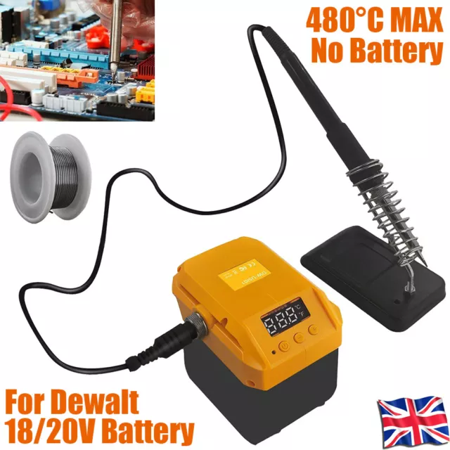 60W Cordless Electric Soldering Iron Welding 480°C for Dewalt 18/20V Battery