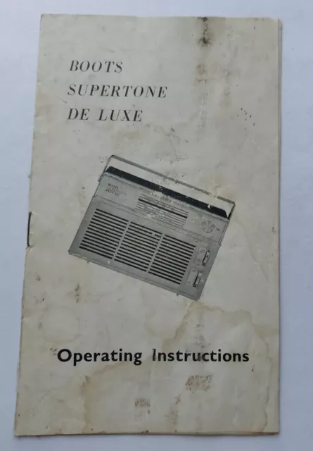 Boots Supertone De-Luxe Radio Operating Instruction Book