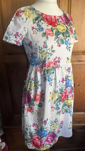 Cath Kidston Womens Dress, Size 12, Cream/Floral, Shortsleeved,Vintage Style,