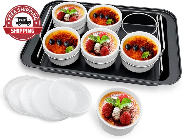 Ramekins Set with 6 Silicone Lids, Mothers Day Gifts Creme Brulee Making Set,304