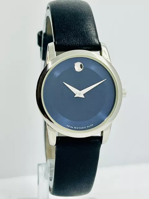 Orologio Movado Donna Museo Classico Quadrante Blu Argento/Pelle Nera Zaffiro 28mm