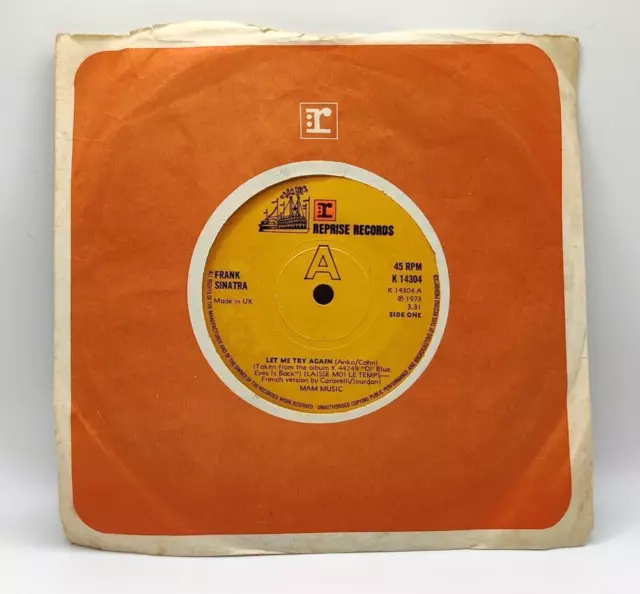 Frank Sinatra ‎– Let Me Try Again  / Send In The Clowns ... 7" Vinyl Single  EX+