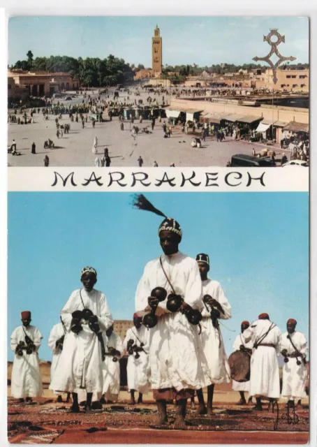 Carte Postale Couleur Cpsm Maroc Marrakech Place Djeema El Fna Les Glaouas