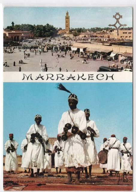 Cpsm Morocco Marrakech Place Djeema El Fna Les Glaouas Color Postcard