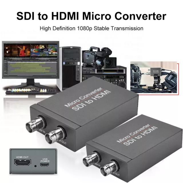 2PCS 1 port to 2 SDI to HDMI + SDI Mini HD Video Switcher Micro Audio Converter