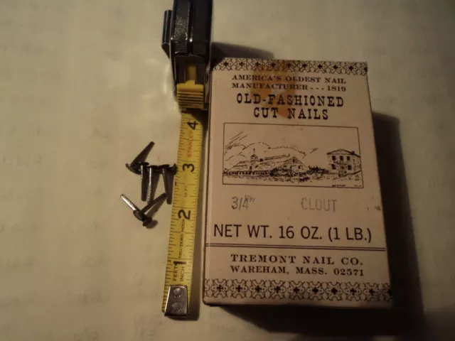 OLD FASHIONED CUT NAILS: TREMONT NAIL CO.  3/4" Clout. 1 LB BOX
