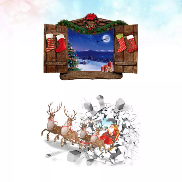 2 pz adesivi decorativi natalizi 3d decorazioni finestra da parete cartone animato bambino