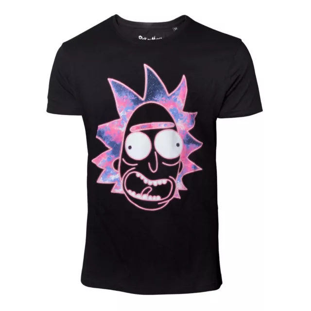 RICK AND MORTY Hombre Neón Cara Camiseta, Extra Grande, Negro (TS583098RMT-XL)