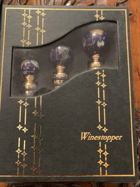 World Globe Winestoppers - Tapón de tapa de botella - Hermoso conjunto de 3