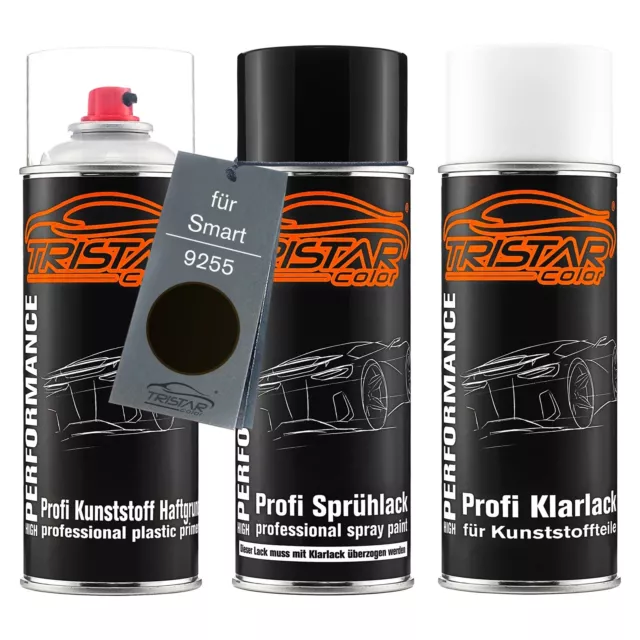 Autolack Spraydosen Set für Kunststoff für Smart 9255 Tridion Black Perl