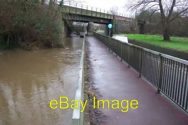 Photo 6x4 River Frome in flood. The Maiden Newton to Dorchester railway c c2008