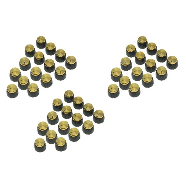 45er Push on Fit Knobs Black with Gold Aluminum  Top Fits 6mm Diameter Pots J8L5
