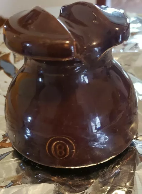 Vintage Ohio Brass Glazed Brown Porcelain Insulator Marked B
