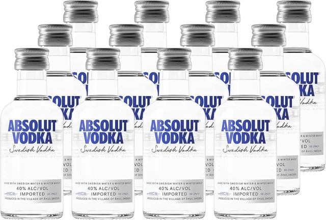 Absolut Blue - Swedish Pure Vodka Miniature - 12 x 5cl - 40% ABV