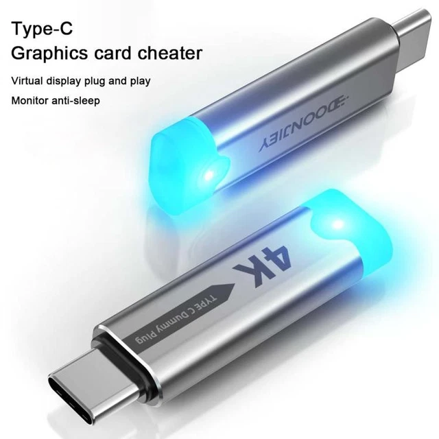 USB-C GRAPHICS CARD Spoofer Virtual Monitor 4K 120Hz with Indicator ...