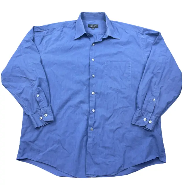 Perry Ellis Portfolio Dress Shirt Men's Size 16.5 32/33 Blue Long Sleeve Button