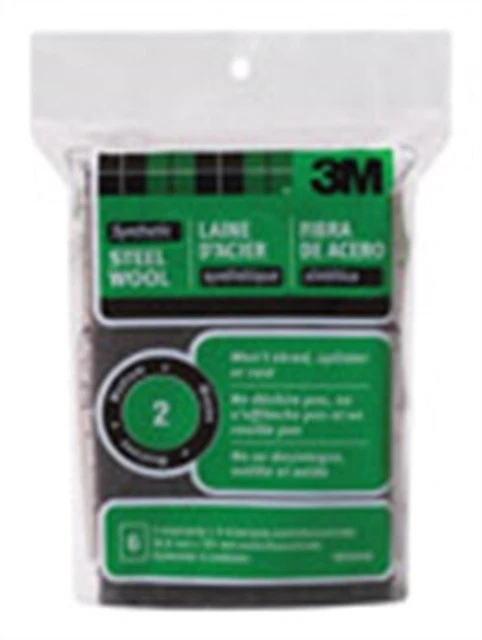 3M 10116NA Green 2 Grade Medium Steel Wool Pads 2 W x 4 L in. (Pack of 6)