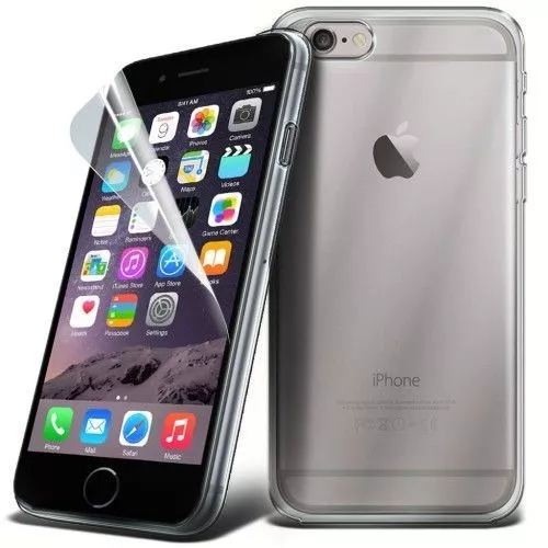 Clear Silicone Gel Case Cover & Free Screen Protector For Apple iPhone Models
