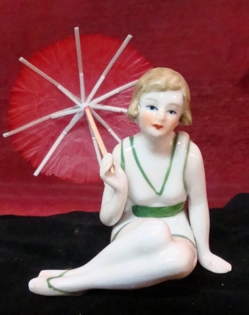 Figurilla Bañista Sexy Art Deco-alemán Estilo Art Nouveau Estilo Porcelana