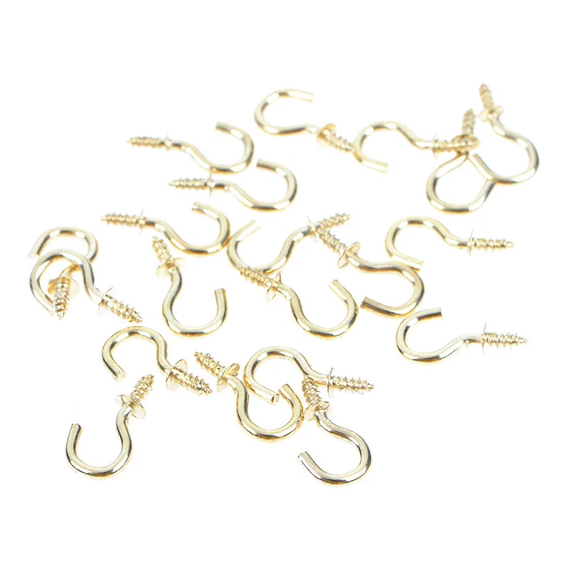 20pc 1/2 Inches Brass Plated Cup Hooks Coat Peg Hanger High Qual^P1W JsTS