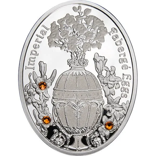 Lily Bouquet Egg Imperial Faberge Eggs 1/2 oz Proof Silver Coin Niue 2012