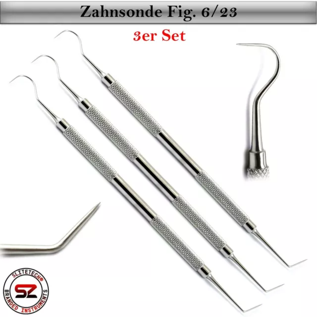 6/23 Zahnsonde Zahnreiniger Diagnostisch 3er Zahnarzt Instrumente Handwerkzeuge