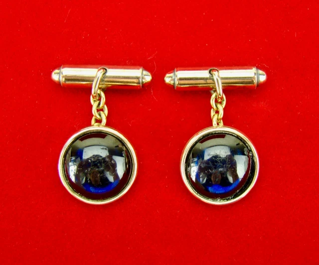 VINTAGE KREISLER MID-CENTURY Deco Sapphire Blue Gold Toggle - Main Image