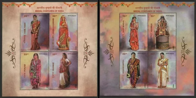 India 2023 MNH SS set, Traditional Bridal Costumes of India
