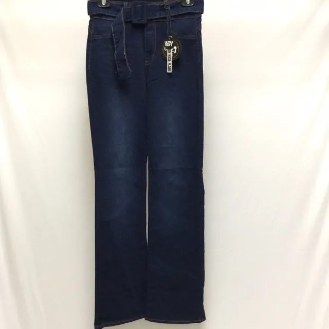 Dollhouse Bondi 425 Womens Blue Soft High Rise Belted Denim Flared Jeans Sz 9