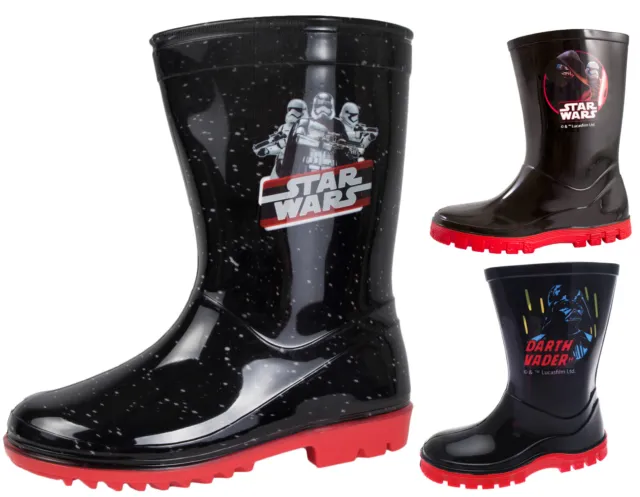 Disney Star Wars Wellington Boots Darth Vader Wellies Kids Boys Snow Rain Boots