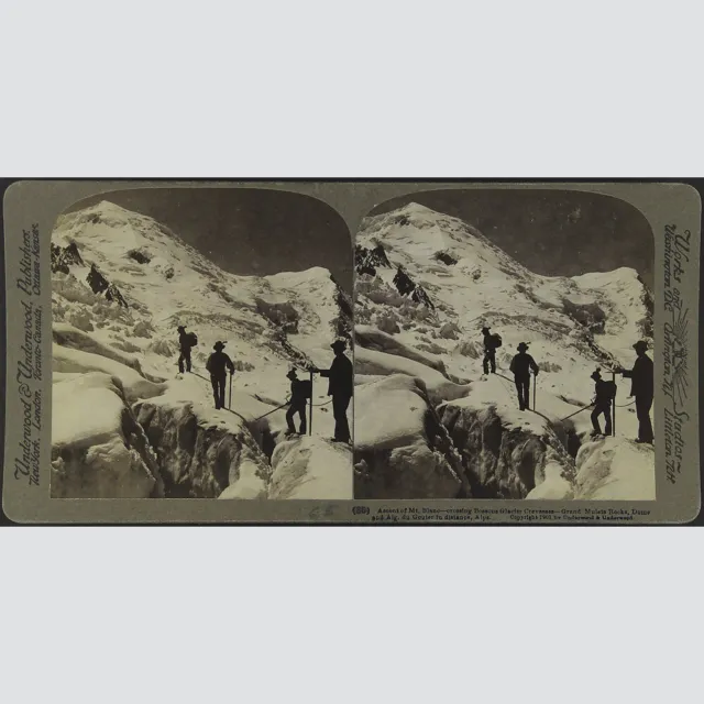 Stereofotografie: Underwood & Underwood. Ascent of Mt. Blanc...