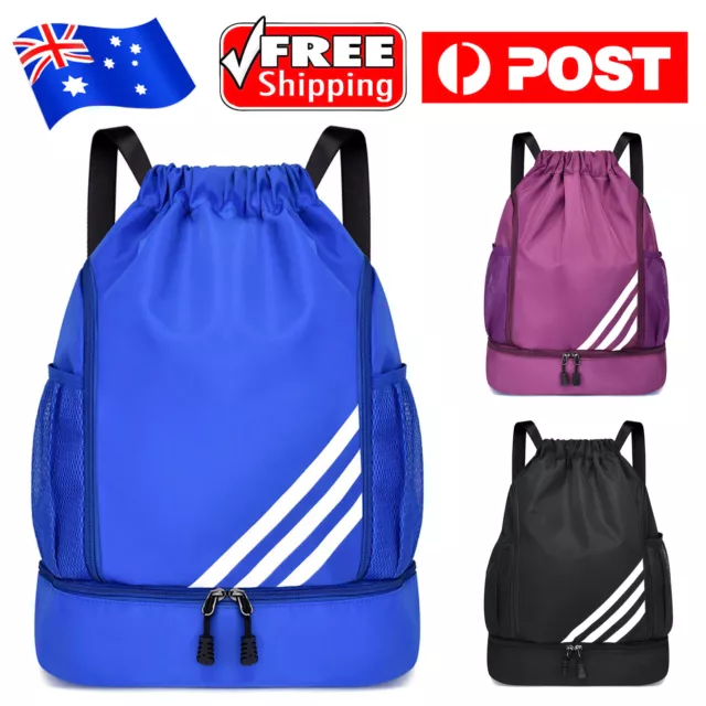 Waterproof Sport String Drawstring Bag Pack Sack School Gym Tote Backpack Casual