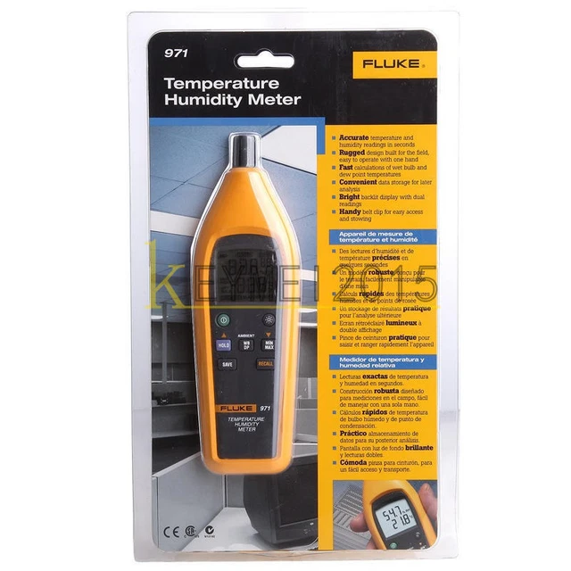 1PCS Fluke 971 Temperature Humidity Meter Tester Psychrometer 99 Record Capacity