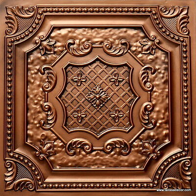 Faux Tin Decorative Ceiling Tile #TD04 Aged Copper Glue Up / Drop In Sample tile