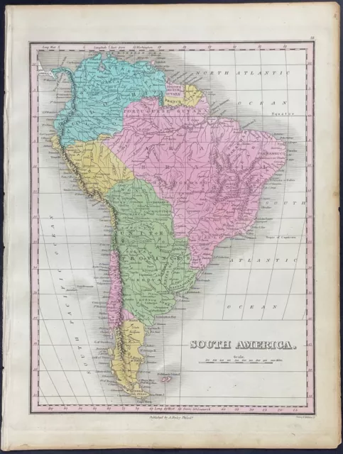 Finley - Map of South America - 1825 A New General Atlas Engraving