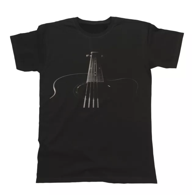 T-shirt homme en coton biologique guitare acoustique instrument de musique groupe de musicien cadeau