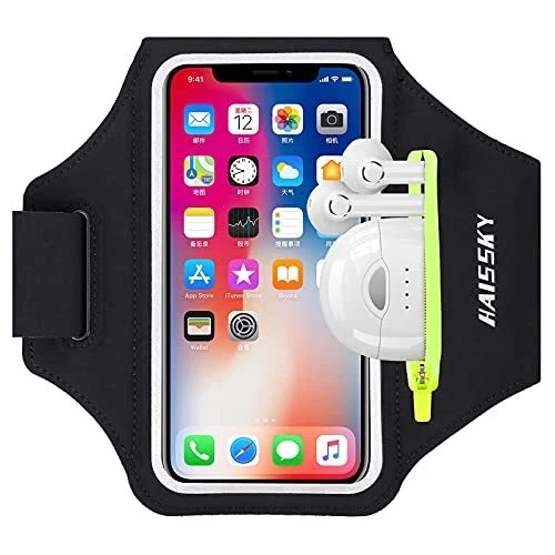 HAISSKY Brassard de Sport avec Poche Écouteur Brassard Sport pour iPhone 14 1...