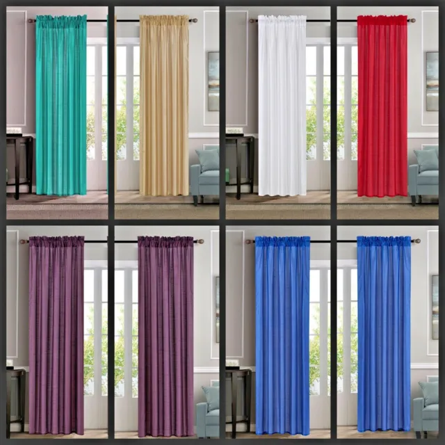 1 Set Rod Pocket Many Colors Mix Match Window Curtain Sheer Faux Silk Mr2