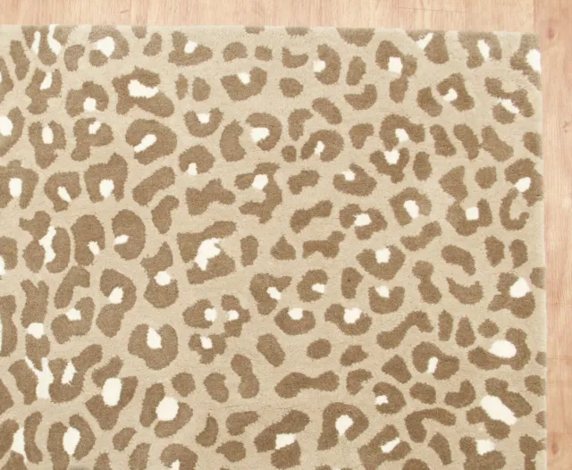 Leopard Brown Modern Oriental Hand-Tufted 100% Wool Soft Area Rug Carpet