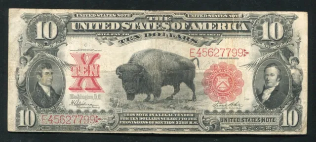 Fr. 122 1901 $10 Ten Dollars “Bison” Legal Tender United States Note Very Fine C