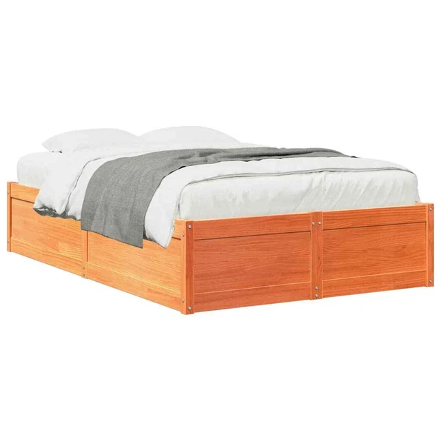 BED FRAME WAX Brown 120x200 Solid Wood Pine L2I9 £279.34 - PicClick UK