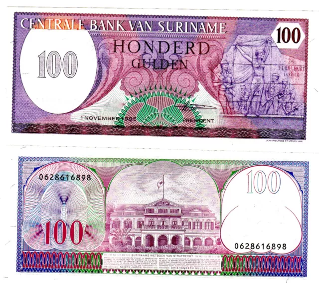 Suriname SURINAM Billet 100 GULDEN 1985 P128 NEUF UNC