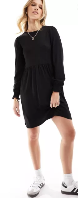 **New Look Black Mini Smock Dress Size 12 Asos**