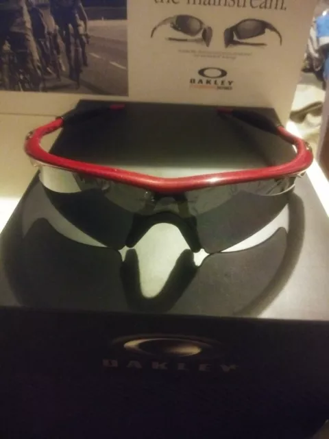 Oakley M-Frame Metallic Red Frame W/Black Iridium Hybrid Lenses Sunglasses
