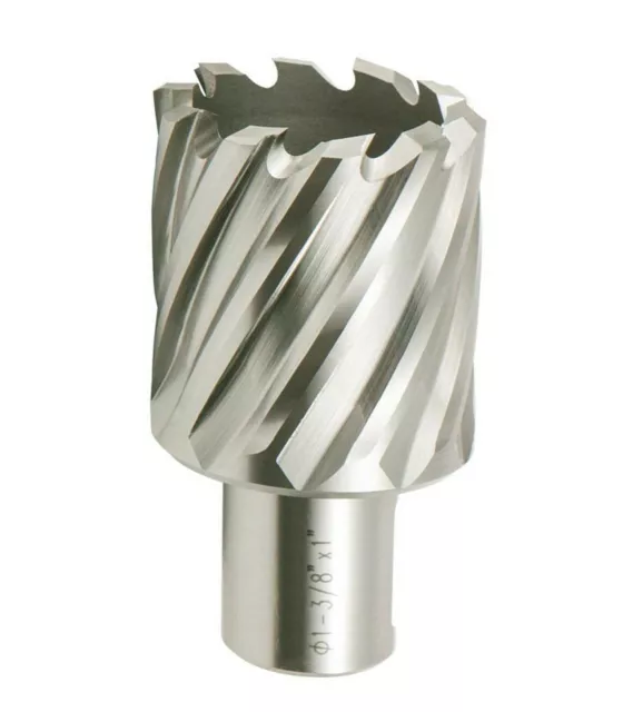 HSS Annular Cutter 1-3/8 In.x1 In. with 3/4 In.Weldon Shank Metal Hole Cutting