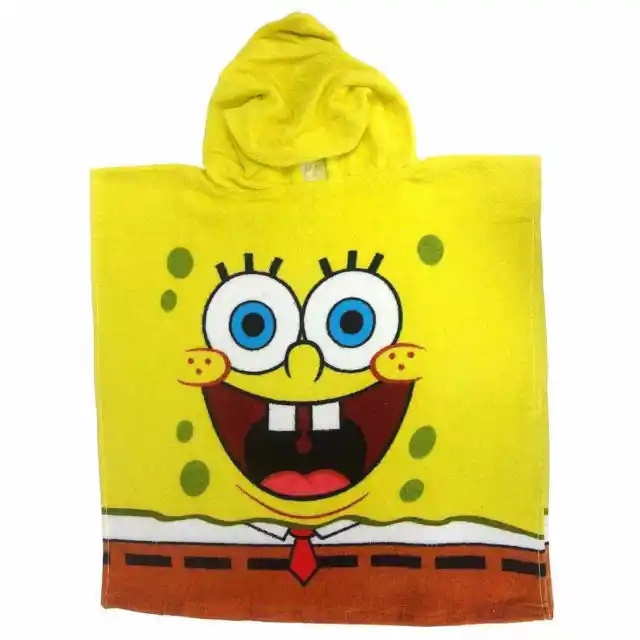 Bob Esponja Niños Poncho Baño Toalla con Capucha Toalla de Playa Toalla 50x110cm