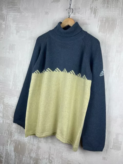 90's Adidas RARE! Vintage Turtleneck Wool Blend Sweater Size ~ M-L