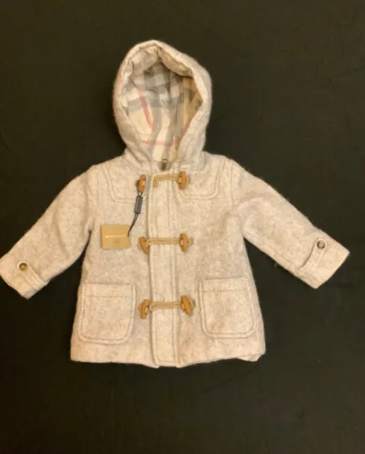 Cappotto da bambino Burberry,  colore grigio in lana, tg. 12 mesi