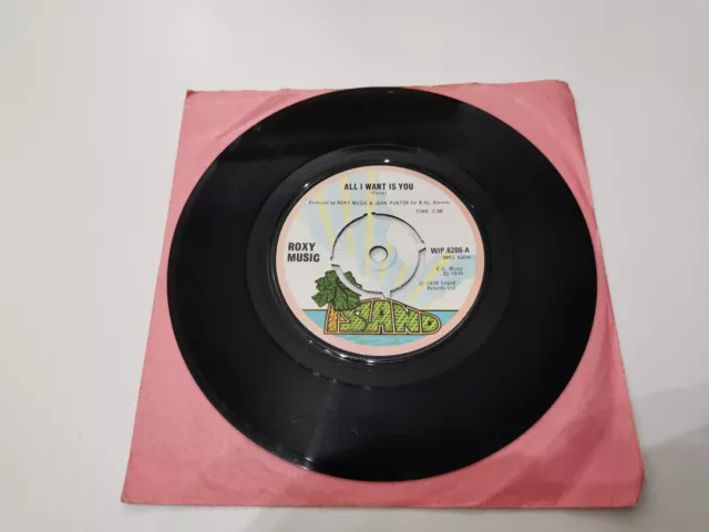 roxy music all i want is you 7" vinyl record very good condition